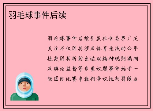 羽毛球事件后续